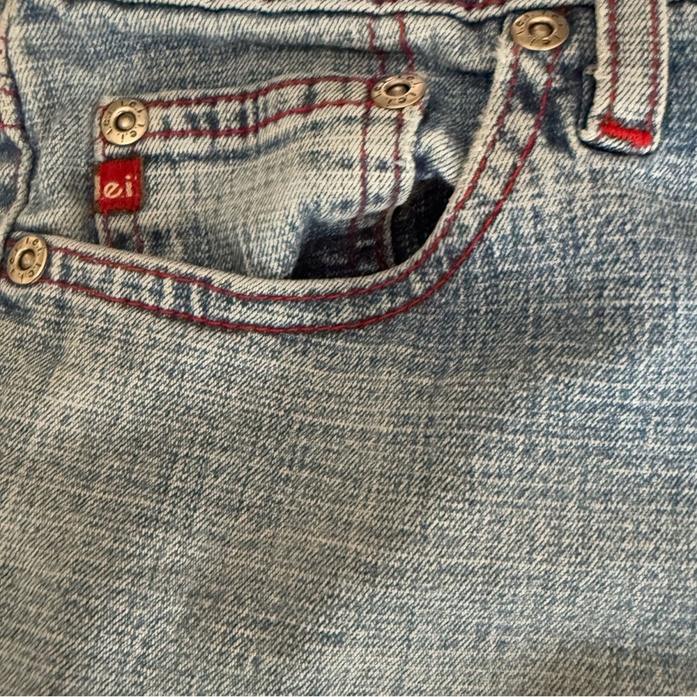 Lei Jeans Y2K Bootcut Light Wash Denim Jeans with Red floral logo size 7 - Picture 6 of 15